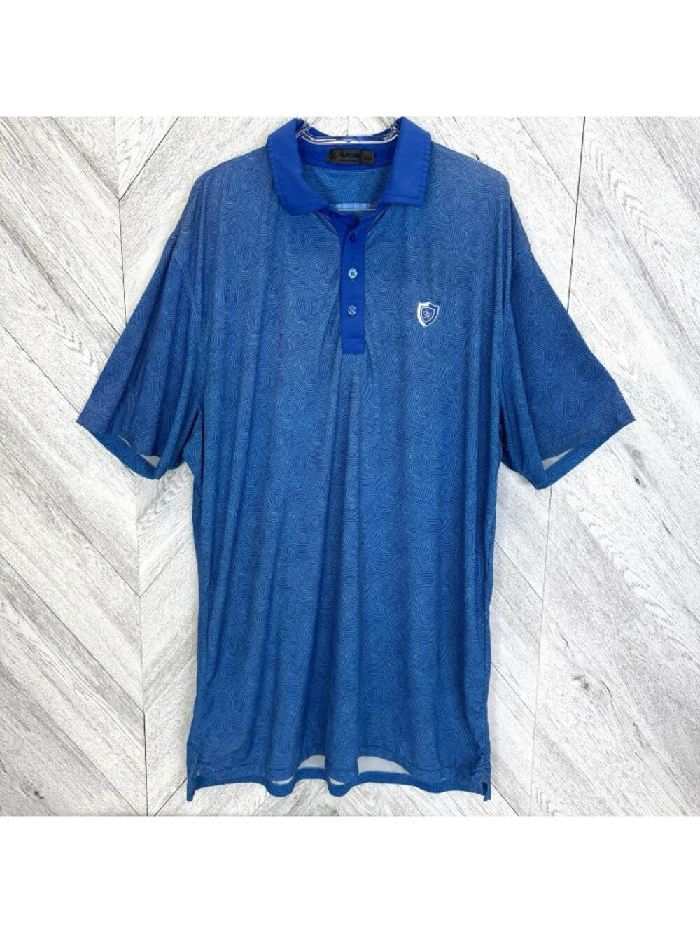 G/FORE Golf Polo Shirt Mens Size XXL 2XL Blue Geometric Print Southern Highlands